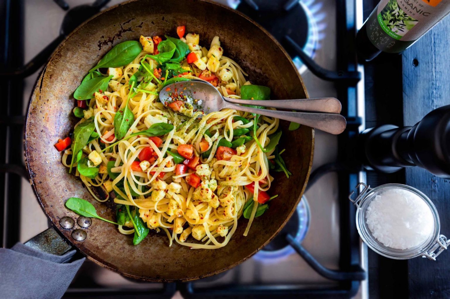 Tagliatelle med halloumi