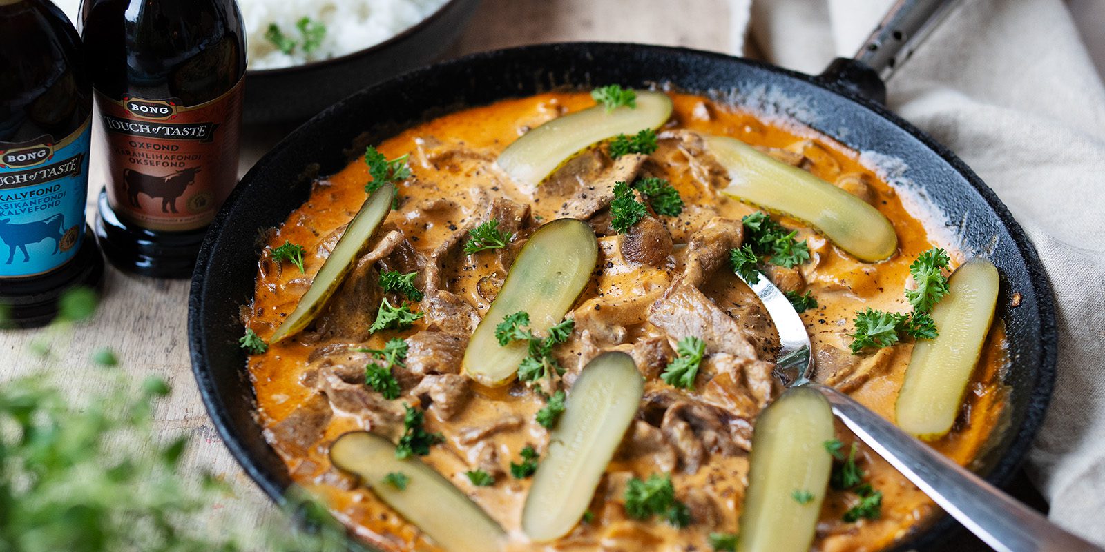 Biff stroganoff med dijon